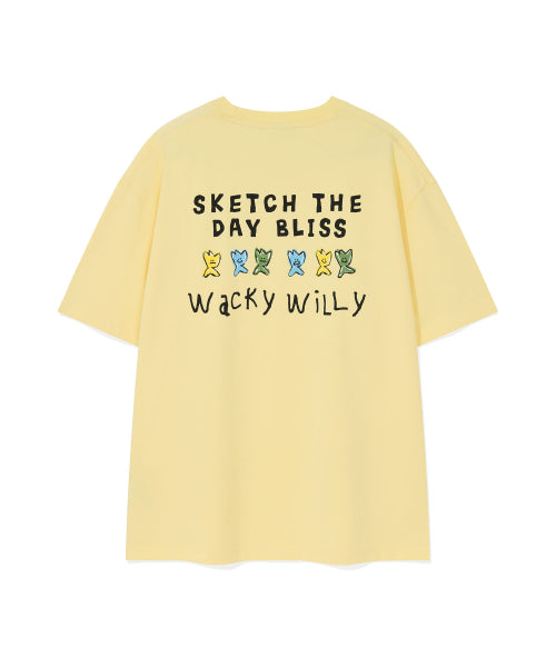Khaki typo graphic short-sleeved T-shirt yellow
