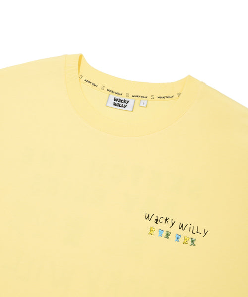 Khaki typo graphic short-sleeved T-shirt yellow