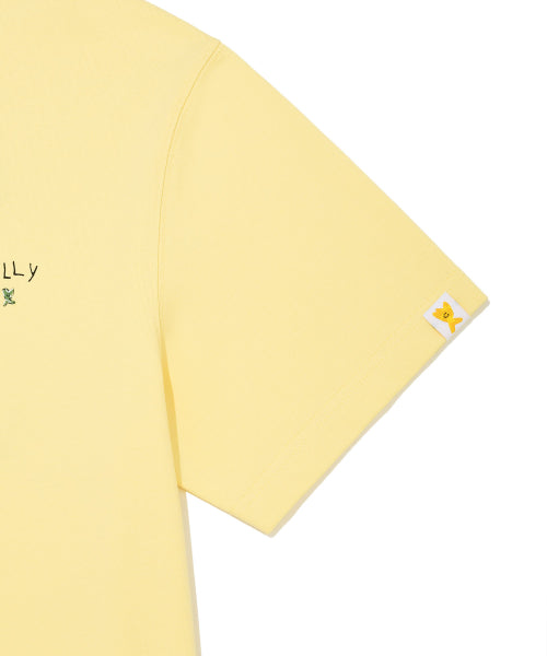 Khaki typo graphic short-sleeved T-shirt yellow