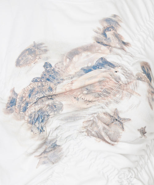 Freya Graphic Shirring T-shirt [WHITE]