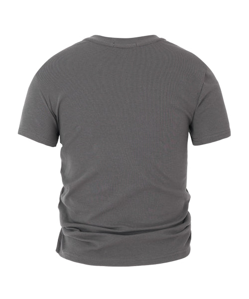Freya Graphic Shirring T-shirt [CHARCOAL]