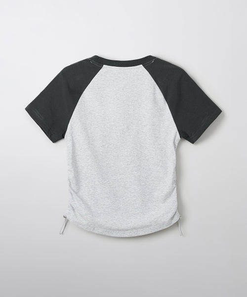 (CONANICUT) Raglan Shirring Cropped Short-Sleeved T-Shirt (SRPF25G50 RE)_SRPF37G50