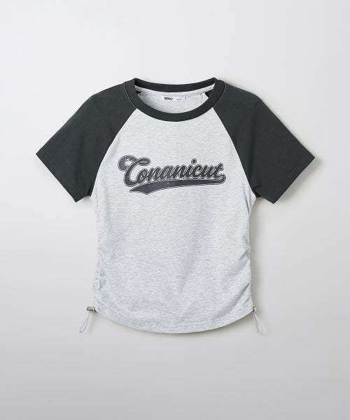 (CONANICUT) Raglan Shirring Cropped Short-Sleeved T-Shirt (SRPF25G50 RE)_SRPF37G50