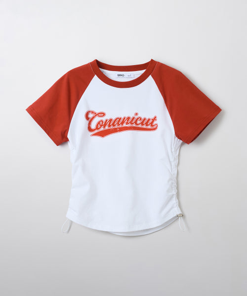 (CONANICUT) Raglan Shirring Cropped Short-Sleeved T-Shirt (SRPF25G50 RE)_SRPF37G50