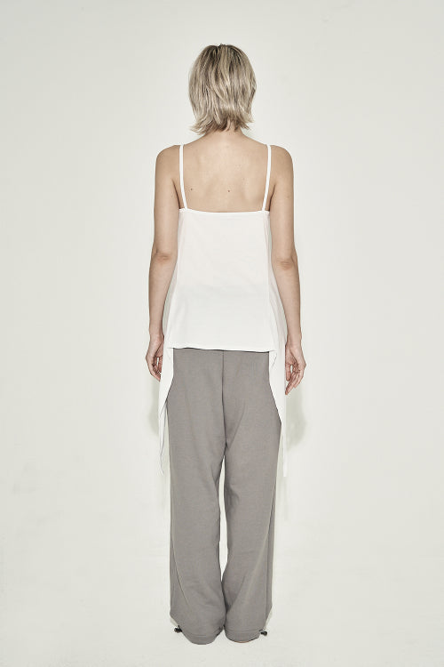 TWISTED SLIT SLEEVELESS TOP WHITE