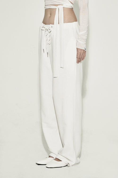 EYELET WIDE SWEATPANTS WHITE