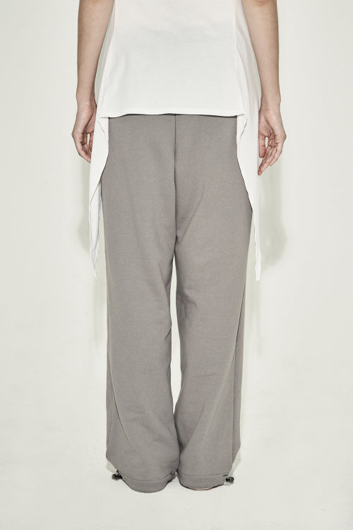 EYELET WIDE SWEATPANTS GRAY