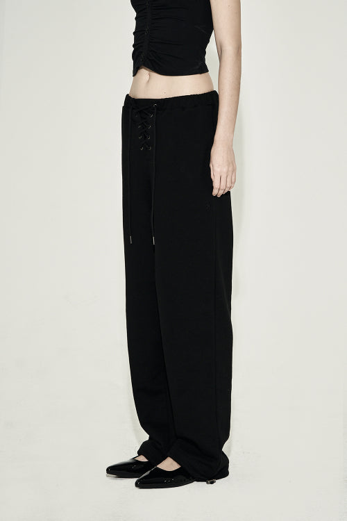 EYELET WIDE SWEATPANTS BLACK