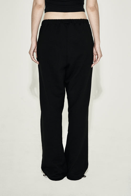 EYELET WIDE SWEATPANTS BLACK