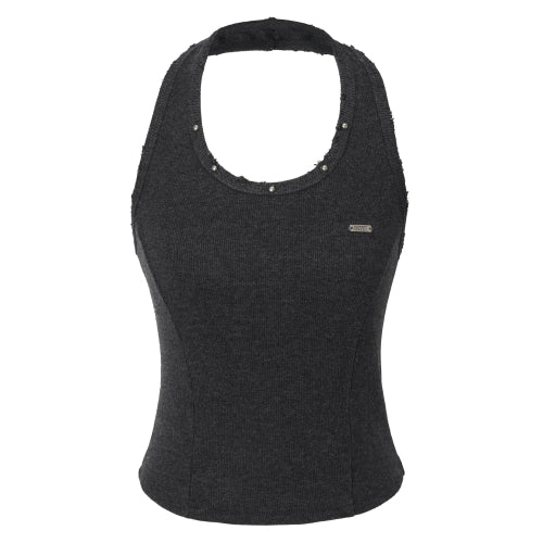 Damage Stud Halter Top (charcoal)