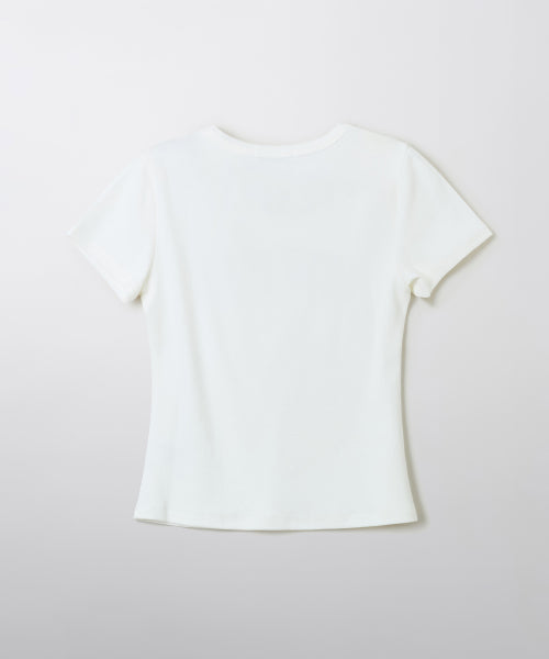 (QR) NEWYORK Slim fit short-sleeved T-shirt_SRPF38G91