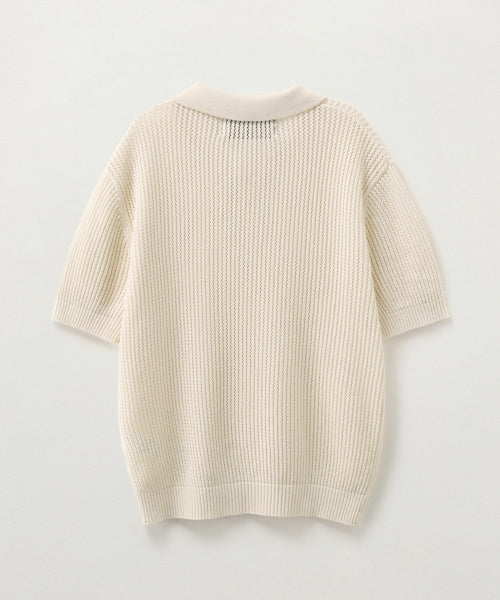 Pointelle Collar Half Knit Cream