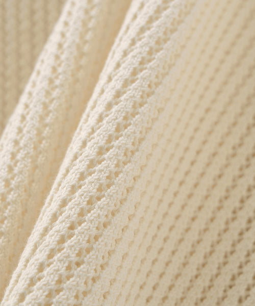 Pointelle Collar Half Knit Cream