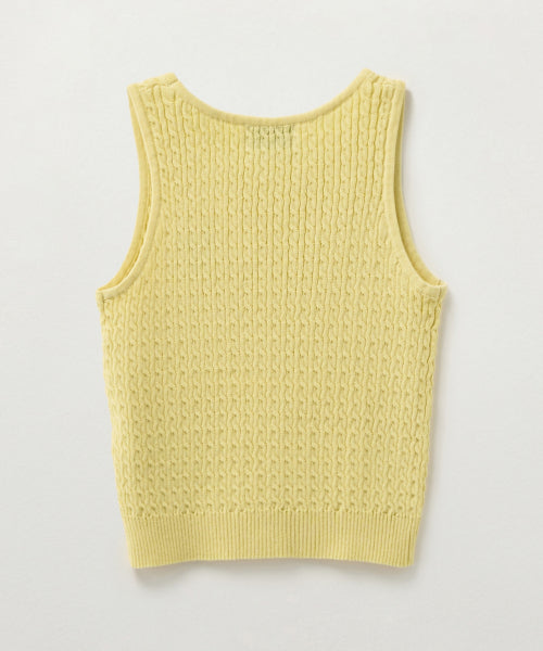 (W) Cable Knit Sleeveless Top Yellow