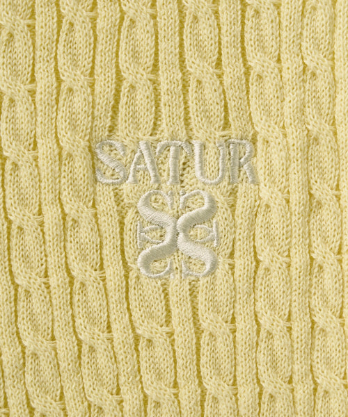 (W) Cable Knit Sleeveless Top Yellow