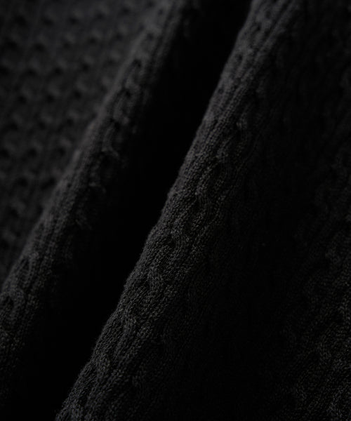 (W) Cable Knit Half Cardigan Black