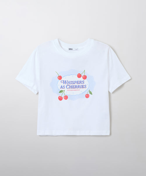Cherry cropped short-sleeved T-shirt_SRPF37G72