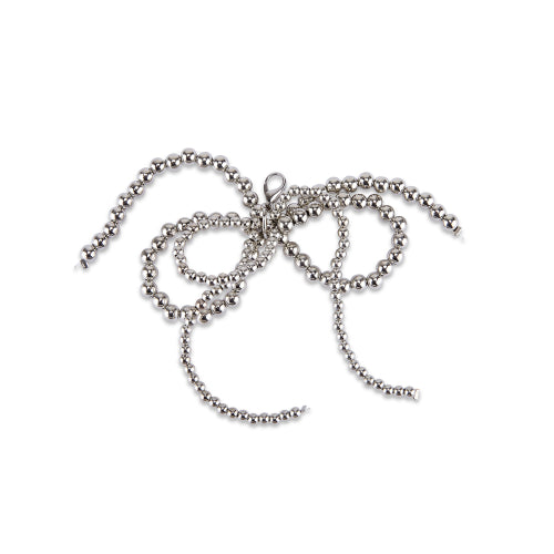 Beads Double Ribbon Shoes Silver FLOTFA3A09
