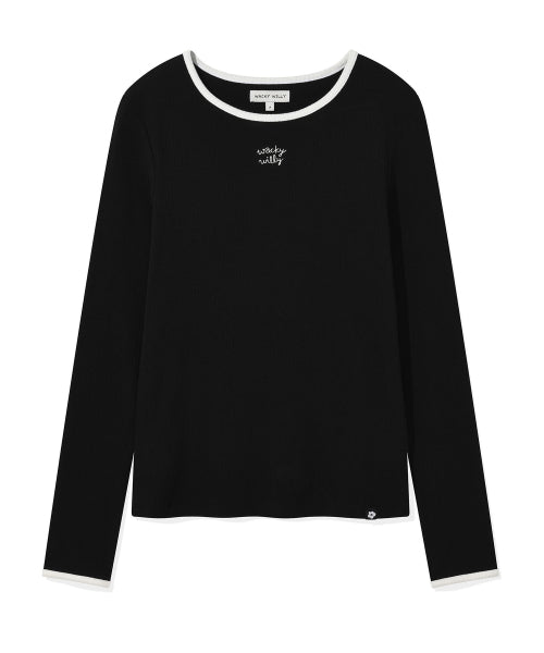 Women's V-neck Color Long Sleeve Black
