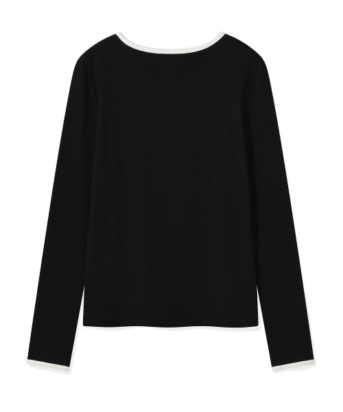 Women's V-neck Color Long Sleeve Black
