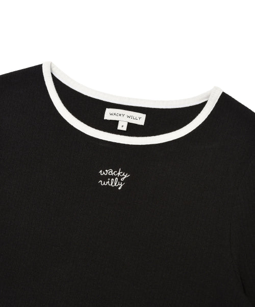 Women's V-neck Color Long Sleeve Black