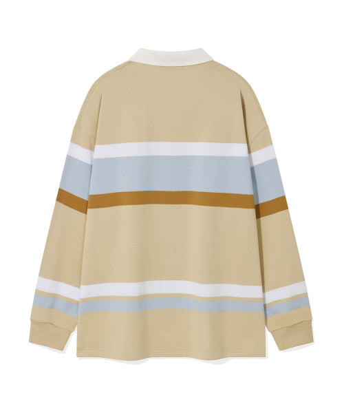 Women's Stripe Collar Long-Sleeved Beige
