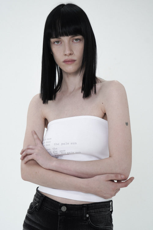 FONT CROP TUBE TOP WHITE