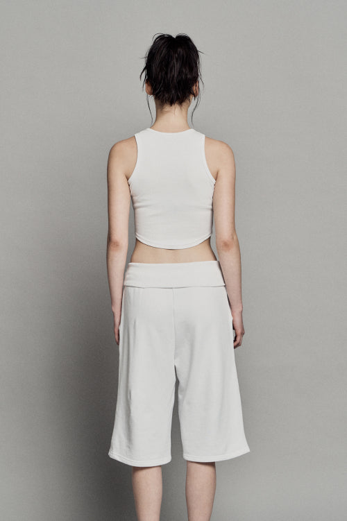 PLAIN RIB SLEEVELESS CROP TOP WHITE