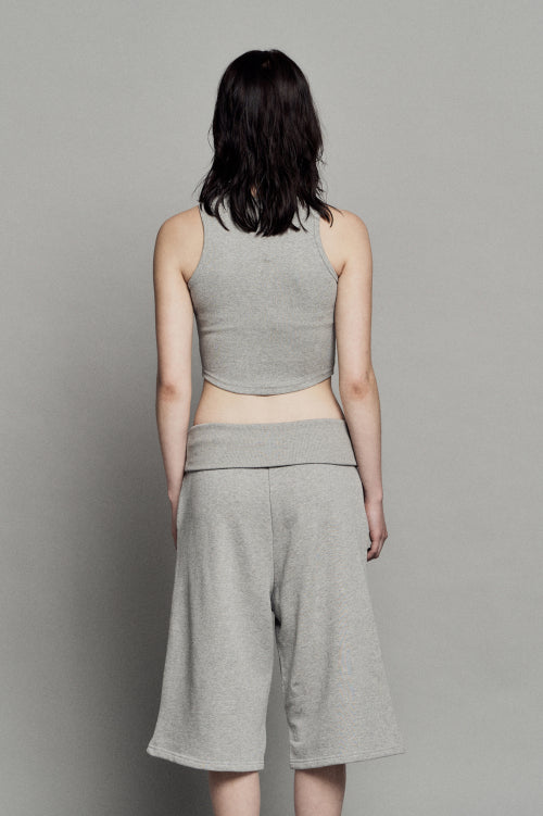 PLAIN RIB SLEEVELESS CROP TOP MELANGE