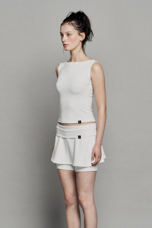 PLAIN BOATNECK SLEEVELESS TOP WHITE