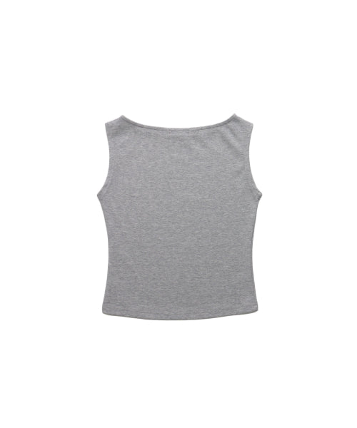 PLAIN BOATNECK SLEEVELESS TOP MELANGE