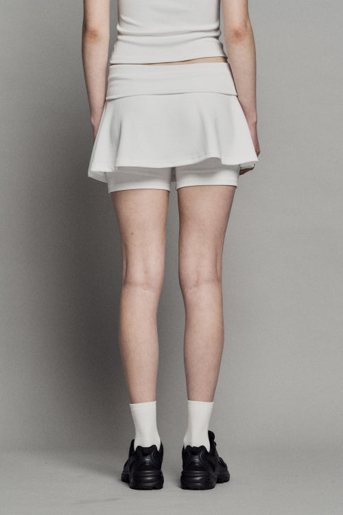PLAIN FOLD FLARE SKIRT SHORTS WHITE