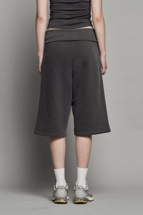 PLAIN PIGMENT FOLD BERMUDA SHORTS CHARCOAL