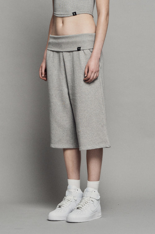 PLAIN PIGMENT FOLD BERMUDA SHORTS MELANGE