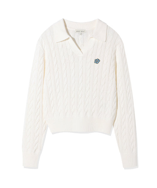 Women's Cable Open Cara Pullover Cream