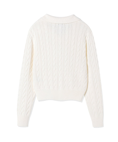 Women's Cable Open Cara Pullover Cream