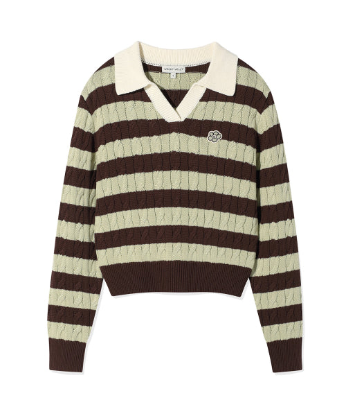 Women's Cable Open Cara Pullover Brown