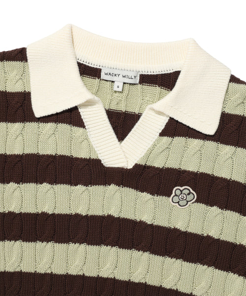 Women's Cable Open Cara Pullover Brown