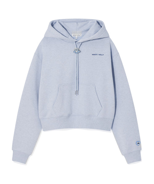 Women's typo logo cropped hoodie blue