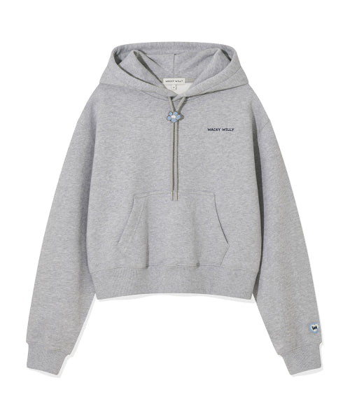 Women's typo logo cropped hoodie gray