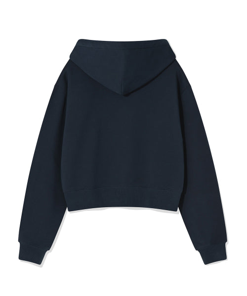 Women's typo logo cropped hoodie navy