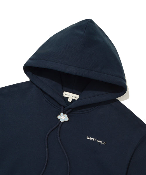 Women's typo logo cropped hoodie navy