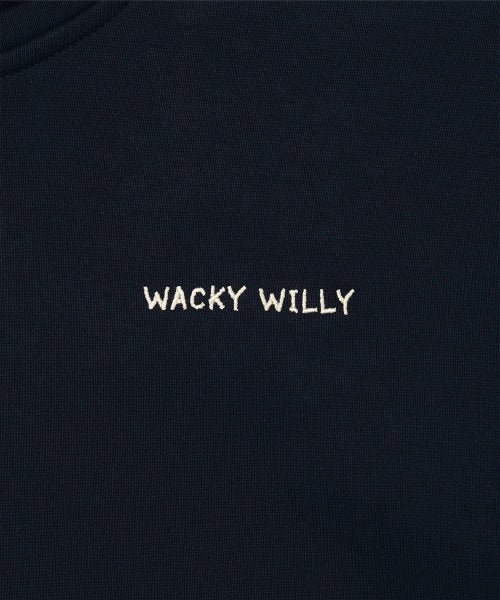 Women's typo logo cropped hoodie navy