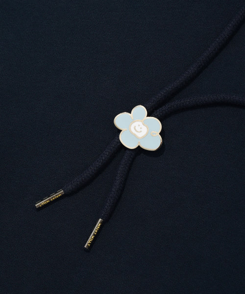Women's typo logo cropped hoodie navy