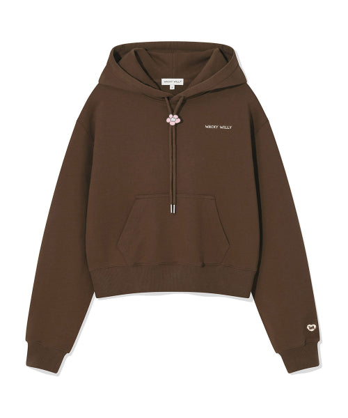 Women's typo logo cropped hoodie brown