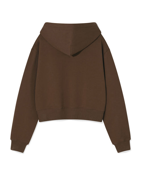 Women's typo logo cropped hoodie brown