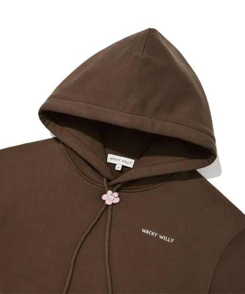Women's typo logo cropped hoodie brown