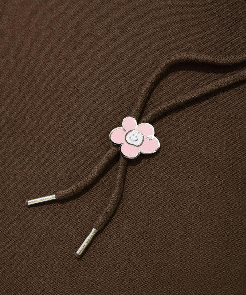 Women's typo logo cropped hoodie brown