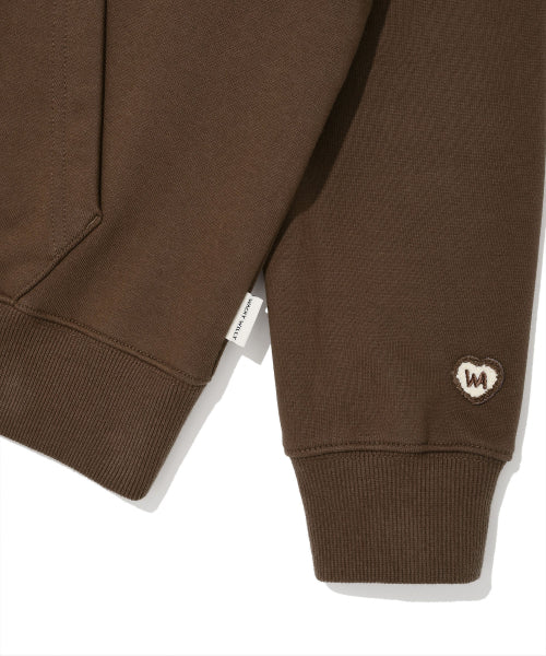Women's typo logo cropped hoodie brown