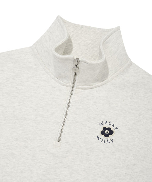 Women's Lily Cropped Collar Half Zip-Up Oatmeal